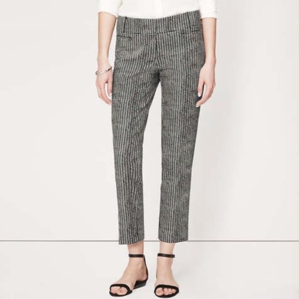 LOFT Black and White Cropped Pants
